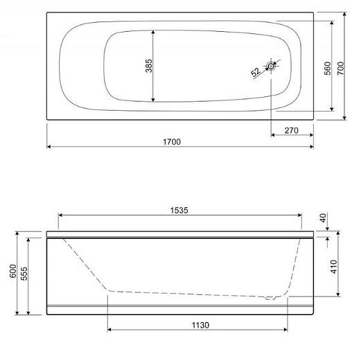 Ванна акриловая Cezares Eco 170x70