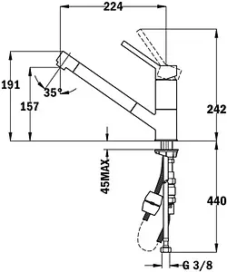 Смеситель для кухни с выдвижным изливом Teka AUK 978 CHROME хром 509780200, 2