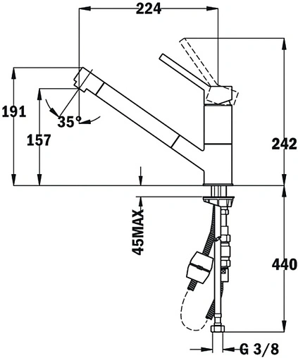 Смеситель для кухни с выдвижным изливом Teka AUK 978 CHROME хром 509780200