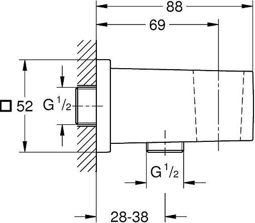 Шланговое подключение с держателем Grohe Euphoria Cube хром 26370000 Шланговое подключение с держателем Grohe Euphoria Cube хром 26370000