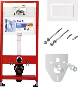 Инсталляция для подвесного унитаза Set 4 в 1 TECEbase kit K400400 с кнопкой TECEnow белый глянцевый, 1