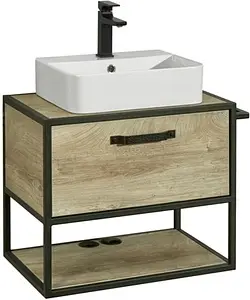 Тумба-умывальник подвесная Aquaton Лофт Фабрик 65 дуб эндгрейн 1A2423K5LTDU0, 1