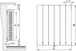 Радиатор биметаллический 6 секций нижнее правое подключение Rifar Supremo Ventil 500 черный RSVRP50006 ant, 3