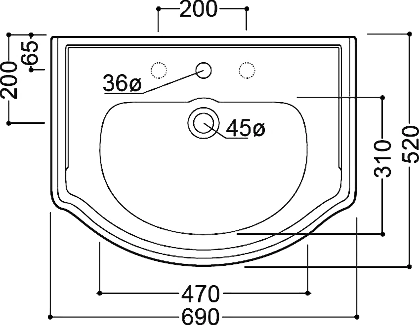 Раковина Kerasan Retro 69 белый 104601*1 Раковина Kerasan Retro 69 белый 104601*1