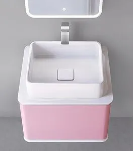 Тумба-умывальник подвесная Jorno Pastel 58 розовый иней Pas.01.58/P/PI+MLN-7050H Тумба-умывальник подвесная Jorno Pastel 58 розовый иней Pas.01.58/P/PI+MLN-7050H, 5