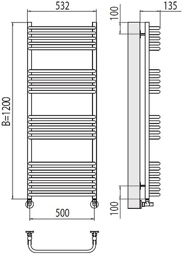 Полотенцесушитель водяной лесенка Terminus Стандарт П22 500х1200 полированная сталь 4670078529817