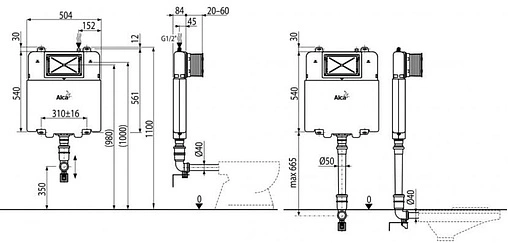 Смывной бачок скрытого монтажа AlcaPlast Basicmodul Slim AM1112 Смывной бачок скрытого монтажа AlcaPlast Basicmodul Slim AM1112