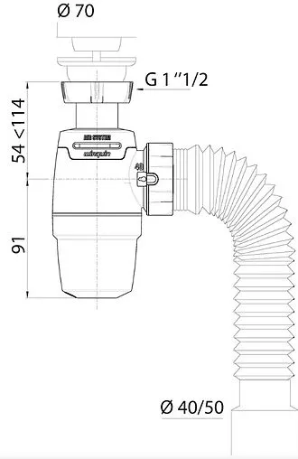 Сифон бутылочный для мойки Wirquin NEO AIR 30987083 Сифон бутылочный для мойки Wirquin NEO AIR 30987083