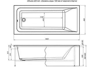 Ванна акриловая Aquanet Bright 180x80 00232987, 2
