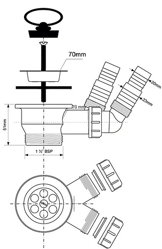 Выпуск для мойки Mc Alpine полированная сталь MRSKW2-WM