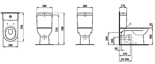 Унитаз-компакт Laufen Pro Rimless белый 8.2495.8.000.000.1+8.2695.0.000.278.1