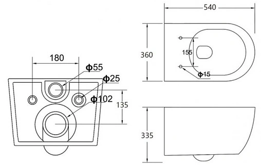 Унитаз подвесной безободковый Cezares Molveno белый CZR-2468-TH-R
