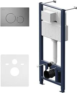 Инсталляция для подвесного унитаза Set 4 в 1 Am.Pm Pro I012704.9031 с кнопкой никель матовый Инсталляция для подвесного унитаза Set 4 в 1 Am.Pm Pro I012704.9031 с кнопкой никель матовый, 1