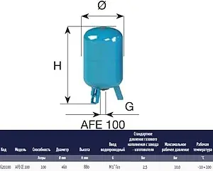 Гидроаккумулятор CIMM AFE CE 100л 10 бар 620100 Гидроаккумулятор CIMM AFE CE 100л 10 бар 620100, 2