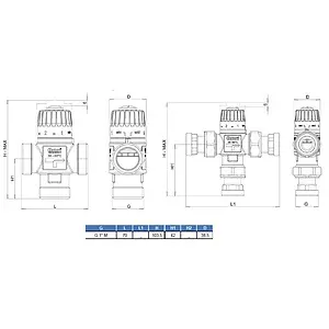 Трехходовой термостатический смесительный клапан 1" +35...+60°С Kvs 2.5 Barberi L-comfort V07 M25 0BB Трехходовой термостатический смесительный клапан 1" +35...+60°С Kvs 2.5 Barberi L-comfort V07 M25 0BB, 2