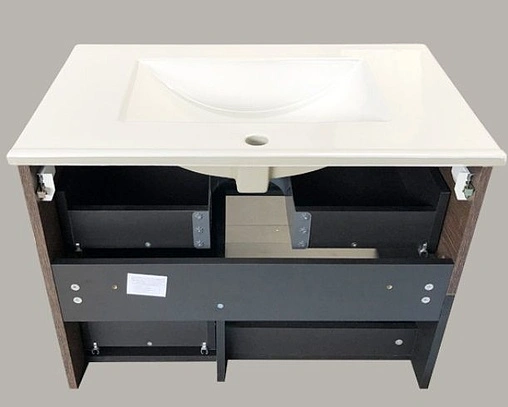 Тумба-умывальник подвесная Comforty Франкфурт 75 дуб шоколадно-коричневый/чёрный 00004150531CF