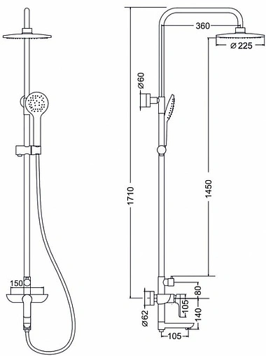 Душевая система со смесителем для ванны Gross Aqua Space хром GA9014SMD05