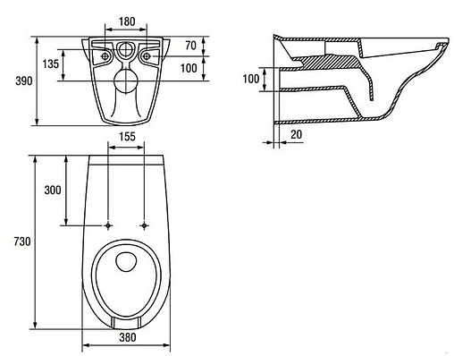 Унитаз подвесной безободковый Cersanit Etiuda Clean On белый P-MZ-ETIUDA-COn