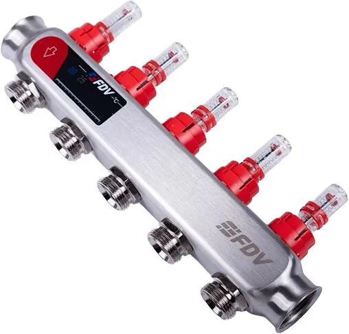 Группа коллекторная с расходомерами 5 отводов 1&quot;в/в x ¾&quot;ек FDV S1101A-1/5