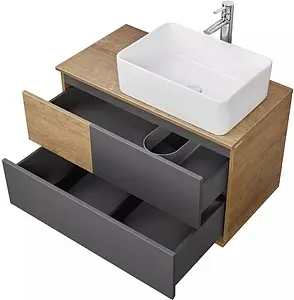 Тумба-умывальник подвесная Aquaton Терра 85 дуб кантри/антрацит 1A2472K1TEKA0, 3