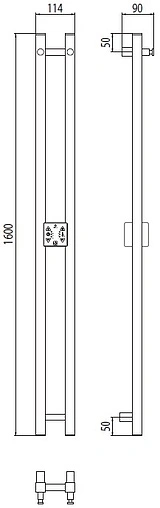 Полотенцесушитель электрический стойка Terminus Стойка электро DUO проф 1600 полированная сталь 4670078528377