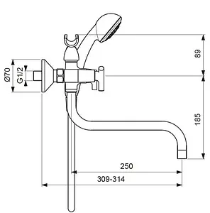 Смеситель для ванны с длинным изливом Vidima Trinity хром BA261AA, 2