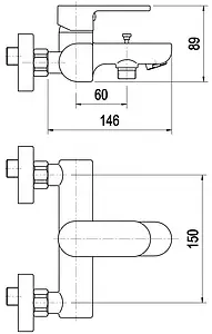 Смеситель для ванны Swedbe Lynx хром 2330 Смеситель для ванны Swedbe Lynx хром 2330, 2