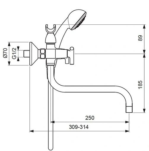 Смеситель для ванны с длинным изливом Vidima Trinity хром BA261AA