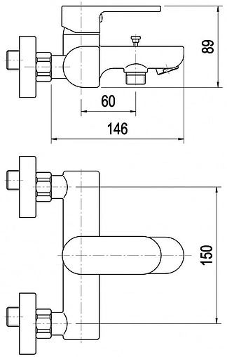 Смеситель для ванны Swedbe Lynx хром 2330