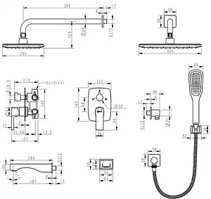 Душевая система со смесителем для ванны Lemark Ursus чёрный матовый LM7222BL Душевая система со смесителем для ванны Lemark Ursus чёрный матовый LM7222BL, 2