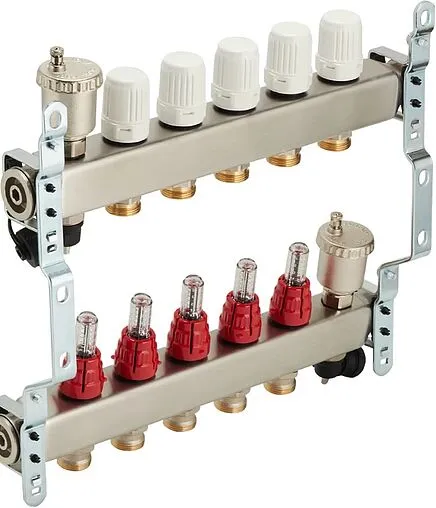 Группа коллекторная с расходомерами 5 отводов 1&quot;в/в x ¾&quot;ек Valtec VTc.586.EMNX.0605