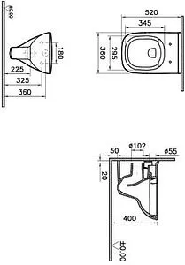 Унитаз подвесной безободковый VitrA S20 Rim-Ex белый 7508B003-0075 Унитаз подвесной безободковый VitrA S20 Rim-Ex белый 7508B003-0075, 2