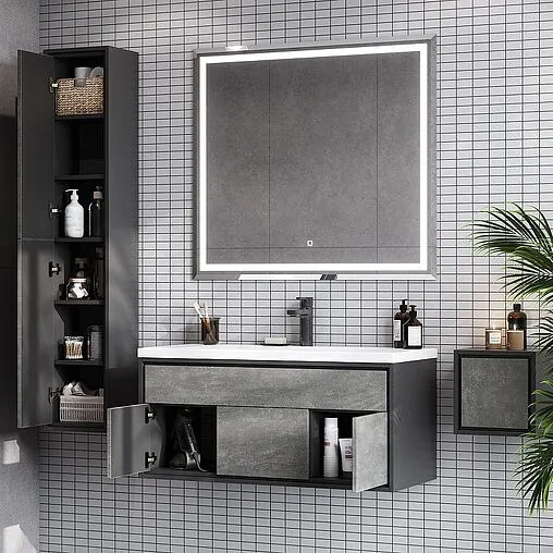 Тумба-умывальник подвесная Aquaton Уэльс 100 графит 1A2676K1WA6A0