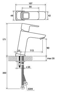 Смеситель для раковины Ravak 10° хром X070062 Смеситель для раковины Ravak 10° хром X070062, 2