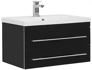 Тумба-умывальник подвесная Aquanet Верона 75 чёрный 00180174+00158755, 1