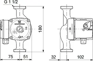 Насос циркуляционный Grundfos UPS 25-70 180 96621354, 2