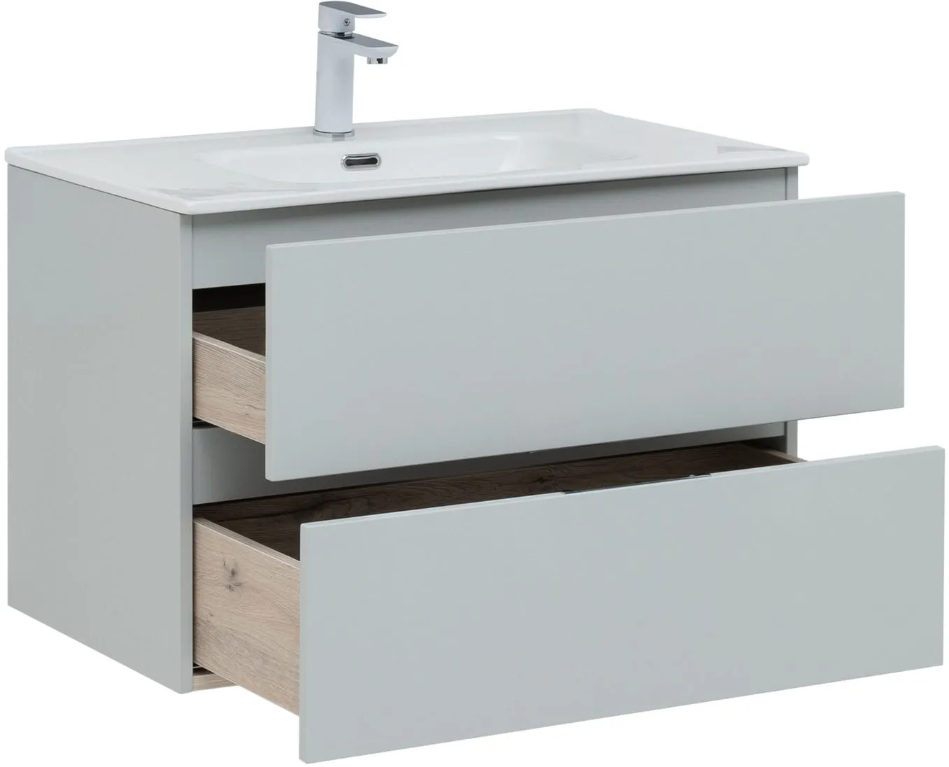 Тумба-умывальник подвесная Aquanet Алвита New 80 серый 00277516+00254364