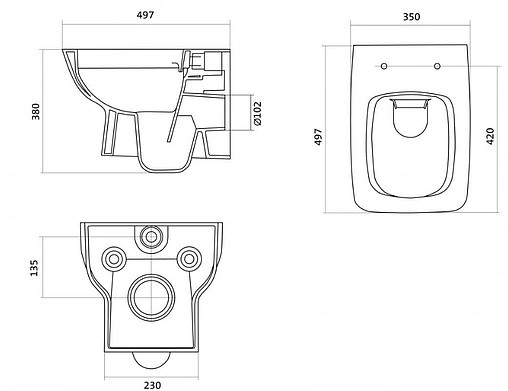 Комплект 5 в 1 Santek Нео Rimless 1WH501572 с кнопкой хром глянцевый