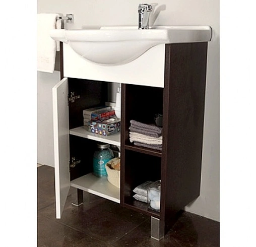 Тумба под умывальник напольная Aquaton Крит 60 M белый/венге 1A148801KT500