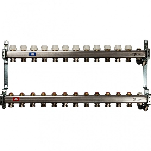 Группа коллекторная без расходомеров 12 отводов 1&quot;в/в x ¾&quot;ек Stout SMS 0932 000012