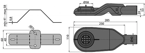 Сифон для лотка с регулируемыми ножками h=54мм 0.67л/сек AlcaPlast APZ-S6