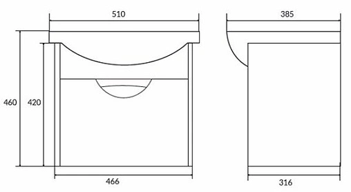 Тумба под умывальник подвесная Cersanit Basic 50 белый N-SZ-BAS-CE50
