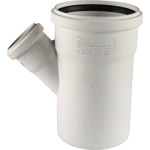 Тройник внутренний бесшумный D=110x50мм Угол 45° Rehau Raupiano Plus 11213041001