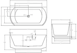 Ванна акриловая Abber 150х75 AB9488-1.5 Ванна акриловая Abber 150х75 AB9488-1.5, 2
