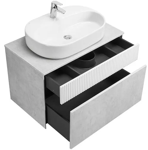 Тумба-умывальник подвесная Aquaton Марбл 80 слэйт/белый матовый 1A2762K3MH4C0