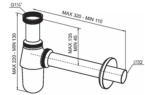 Сифон бутылочный для раковины SantecPro хром AQ4132R Сифон бутылочный для раковины SantecPro хром AQ4132R