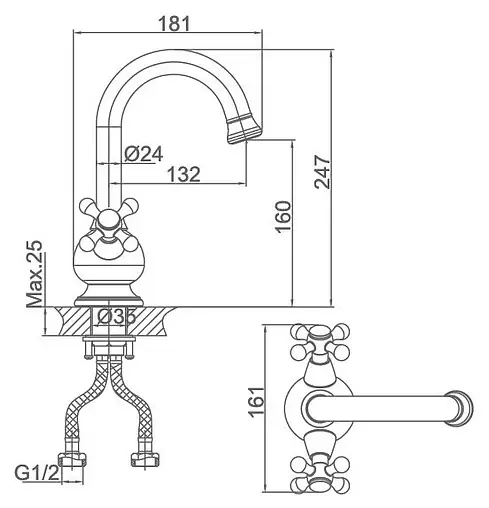 Смеситель для раковины D&amp;K Hercules Hessen хром DA1422141