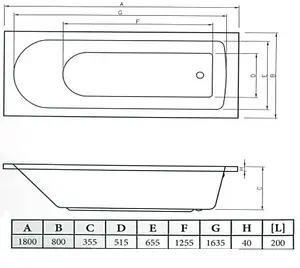Ванна акриловая C-bath Geba 180x80 CBQ009003 Ванна акриловая C-bath Geba 180x80 CBQ009003, 2