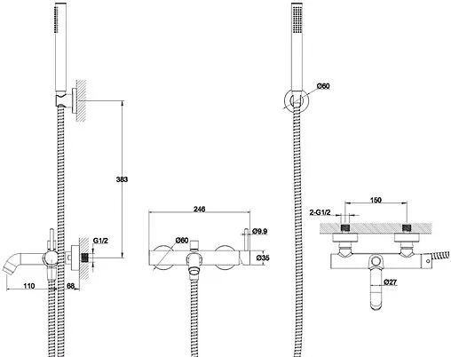 Смеситель для ванны WHITECROSS Y gold золото Y1231GL