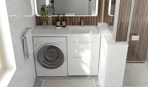 Тумба-умывальник напольная над стиральной машиной Raval Forte 120 R белый For.01.120.R/N/W+4627173210010